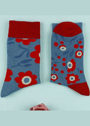 Casual Cartoon flower Cotton Mid Calf Socks