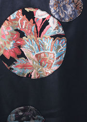 Lässiger Patchwork-Wintermantel in Marineblau mit Knopfdruck