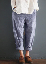 Casual Stripe Pocket Elastic Waist Women Harem Pants - SooLinen