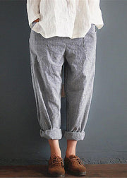 Casual Stripe Pocket Elastic Waist Women Harem Pants - SooLinen