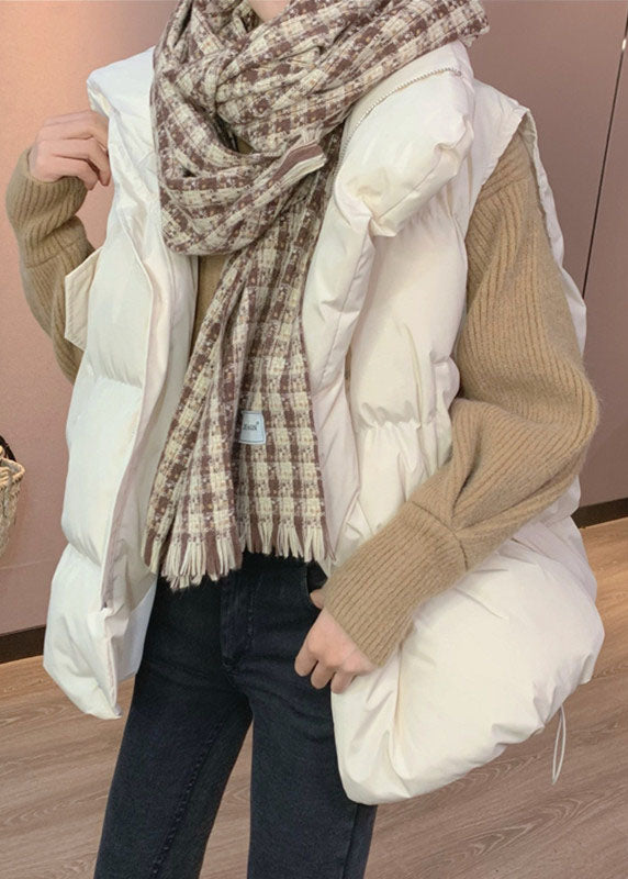 Lässige weiße lose Stehkragentaschen Winter Puffer Weste