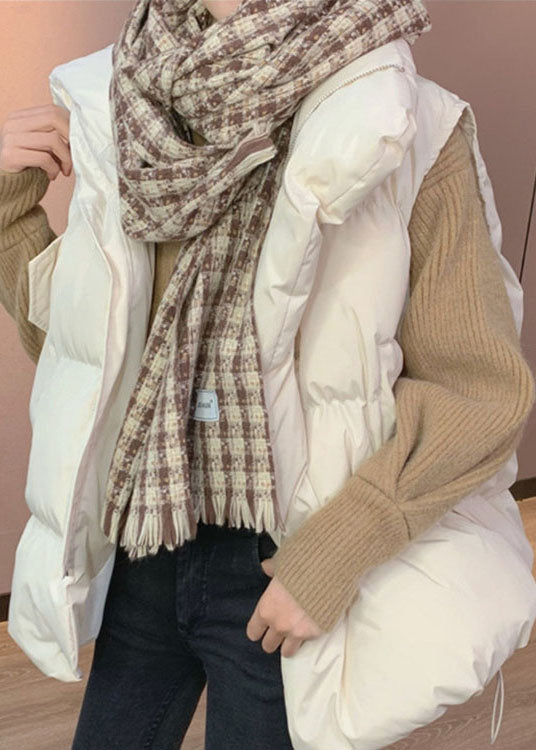 Lässige weiße lose Stehkragentaschen Winter Puffer Weste