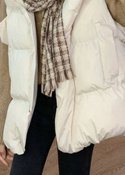 Lässige weiße lose Stehkragentaschen Winter Puffer Weste