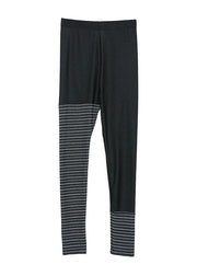 Casual black Striped Patchwork Pants Spring