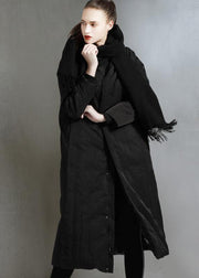 Casual black duck down coat plus size zippered womens parka wild women coats - SooLinen