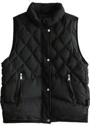 Casual black winter coats plus size clothing Jackets & Coats sleeveless half high neck overcoat - SooLinen