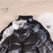 Casual plus size snow jackets outwear black stand collar thick warm winter coat - SooLinen