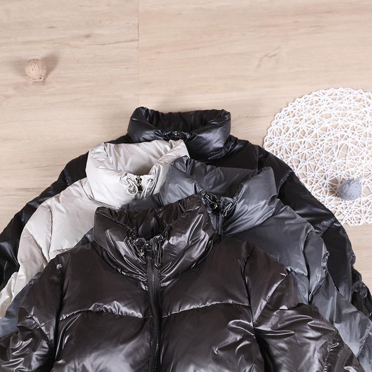 Casual plus size snow jackets outwear black stand collar thick warm winter coat - SooLinen