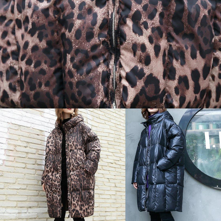 Casual plus size warm winter coat overcoat black hooded zippered Parkas - SooLinen