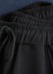 Casual side striped lace-up plus size cropped harem pants - SooLinen