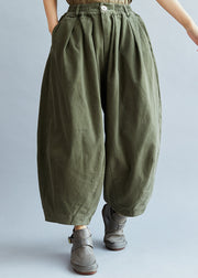 Chic Army Green Pockets wide leg pants Spring