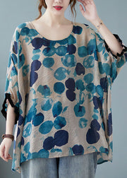 Schicke blaue Fledermausärmel mit asymmetrischem Design Top