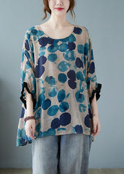 Schicke blaue Fledermausärmel mit asymmetrischem Design Top