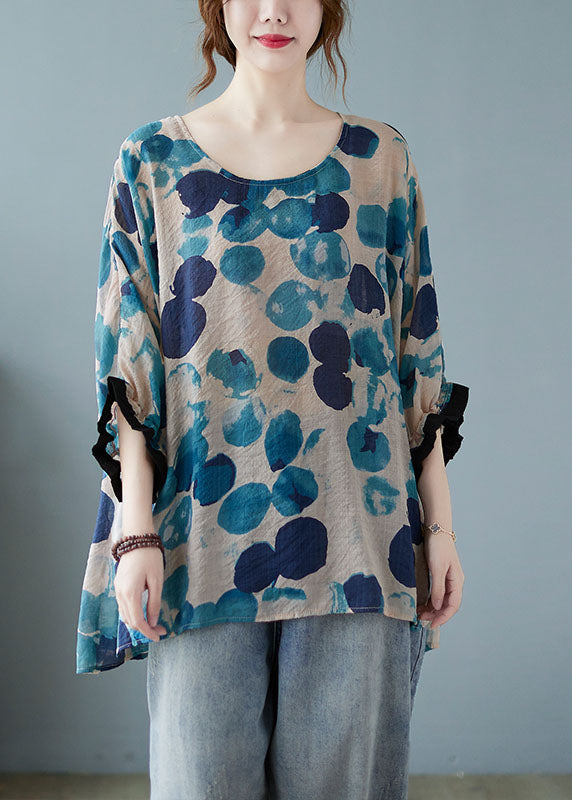 Schicke blaue Fledermausärmel mit asymmetrischem Design Top
