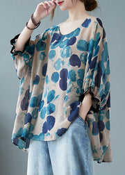 Schicke blaue Fledermausärmel mit asymmetrischem Design Top