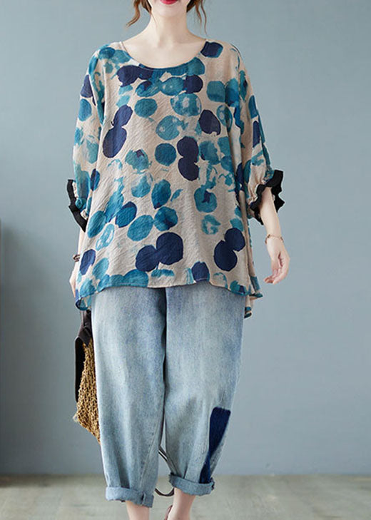 Schicke blaue Fledermausärmel mit asymmetrischem Design Top