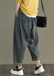 Schicke blaue Retro-Taschen-Harem-Herbst-Denim-Hose