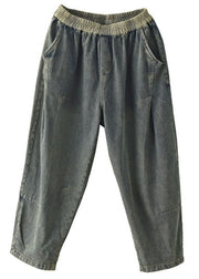 Schicke blaue Retro-Taschen-Harem-Herbst-Denim-Hose