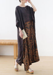 Chic Grey Print Batwing Sleeve Party Summer Chiffon Dress - SooLinen
