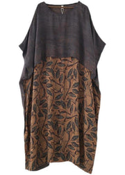Chic Grey Print Batwing Sleeve Party Summer Chiffon Dress - SooLinen