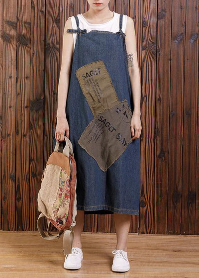 Chic cotton clothes Women Fashion Summer Patchwork Casual Loose Suspender Dress - SooLinen