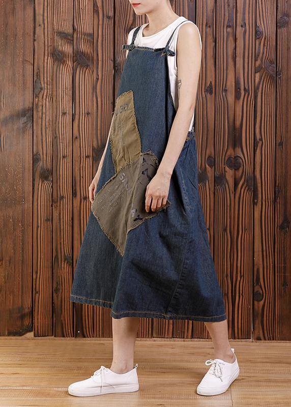Chic cotton clothes Women Fashion Summer Patchwork Casual Loose Suspender Dress - SooLinen