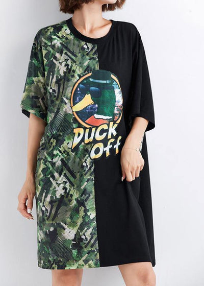 Chic patchwork color blended Tunics short sleeve daily summer Dress - SooLinen