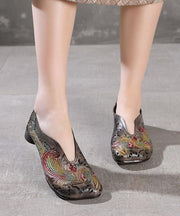 Chocolate Hollow Out Flat Embossed Shoes For Women - SooLinen