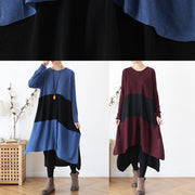 Christmas gray Sweater outfits Street Style o neck patchwork Largo fall knit dresses - SooLinen