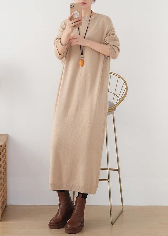 Christmas warm Sweater o neckweather DIY nude oversized knit dresses - SooLinen