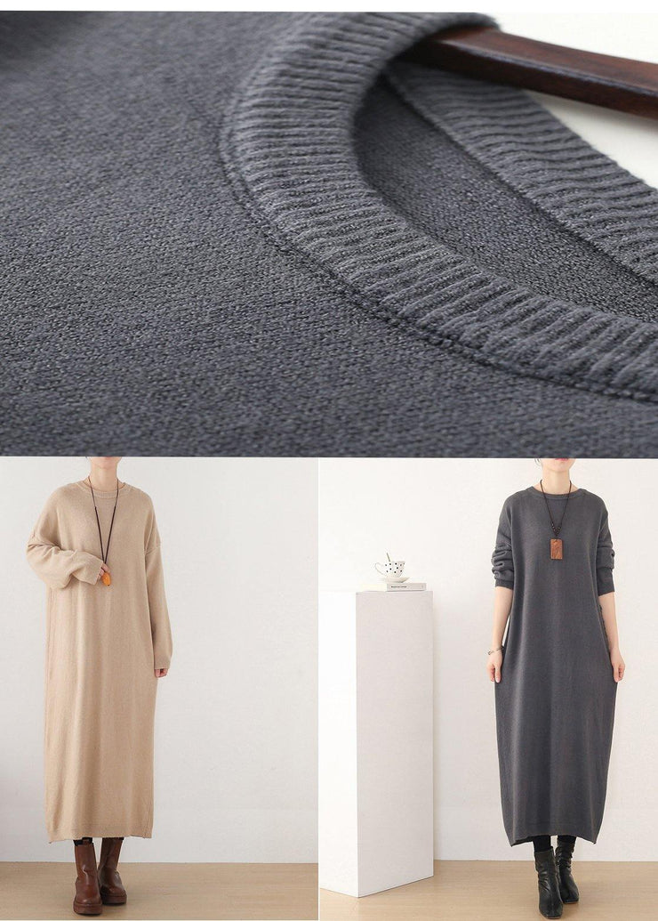Christmas warm Sweater o neckweather DIY nude oversized knit dresses - SooLinen