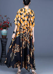 Classy Black Plaid Print Summer Silk Summer Dress - SooLinen