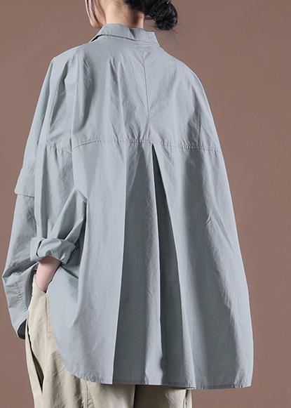 Classy Light Green Spring Asymmetrical Design Top Long Sleeve - SooLinen