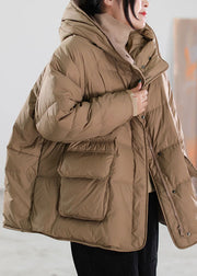 Classy Red Hooded Cotton blend Puffer Coat Winter
