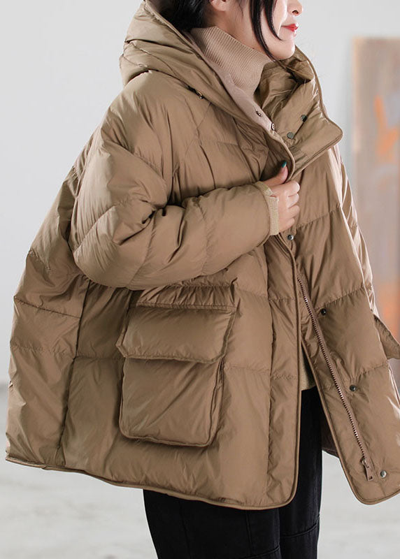 Classy Red Hooded Cotton blend Puffer Coat Winter
