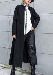 Classy black fine outfit Work Outfits stand collar Button fall coat - SooLinen