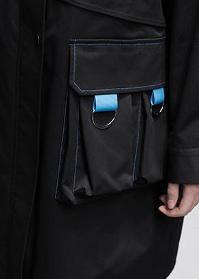 Classy hooded zippered Fine outwear black Letter Midi women coats - SooLinen
