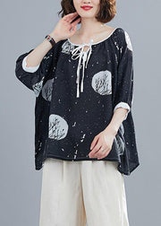Classy o neck half sleeve tops women Work black dotted blouse - SooLinen