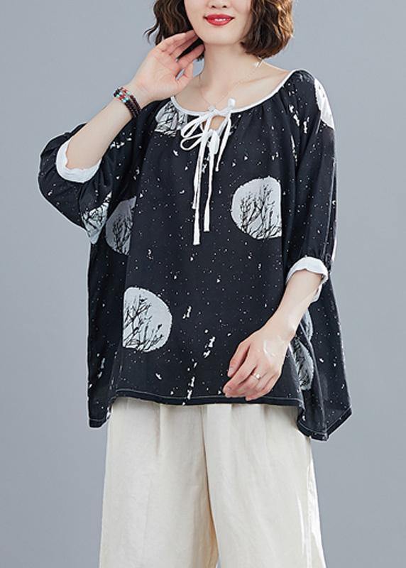 Classy o neck half sleeve tops women Work black dotted blouse - SooLinen