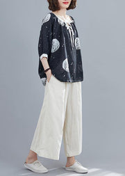Classy o neck half sleeve tops women Work black dotted blouse - SooLinen