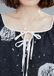 Classy o neck half sleeve tops women Work black dotted blouse - SooLinen