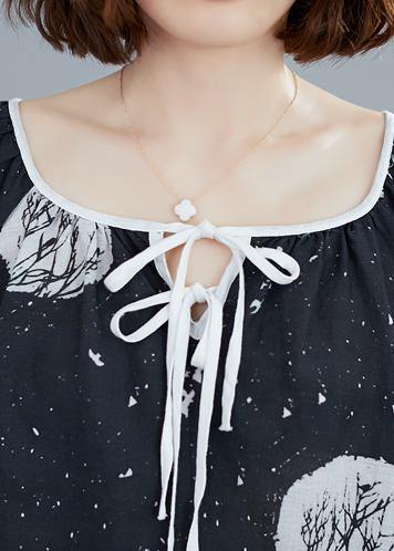 Classy o neck half sleeve tops women Work black dotted blouse - SooLinen