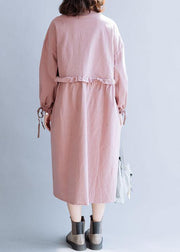Classy pink Fashion clothes For Women drawstring lapel fall coats - SooLinen