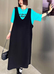 Club Black V Neck Cotton long Maxi Dress - SooLinen