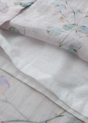 Comfy Light Purple Print Oriental Ramie Maxi Dresses Fall - SooLinen