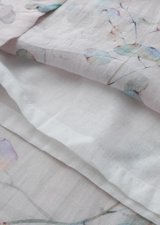 Comfy Light Purple Print Oriental Ramie Maxi Dresses Fall - SooLinen
