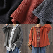 Comfy fall gray knitwear  plus size patchwork knitted pullover - SooLinen