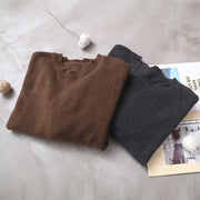 Cozy khaki box top Loose fitting Batwing Sleeve sweaters hem Hole - SooLinen