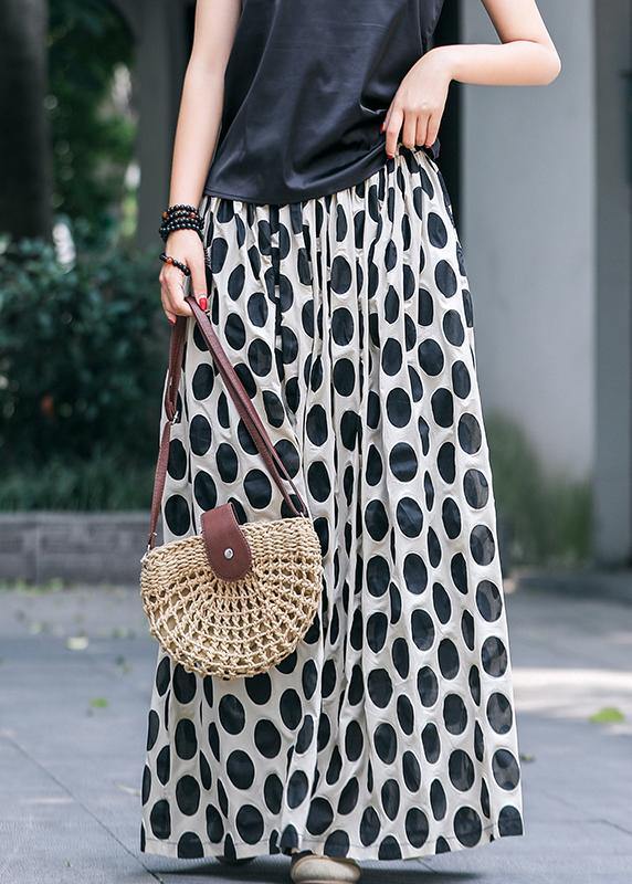 DIY Black Dotted Long Maxi Skirt - SooLinen