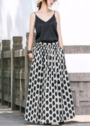 DIY Black Dotted Long Maxi Skirt - SooLinen
